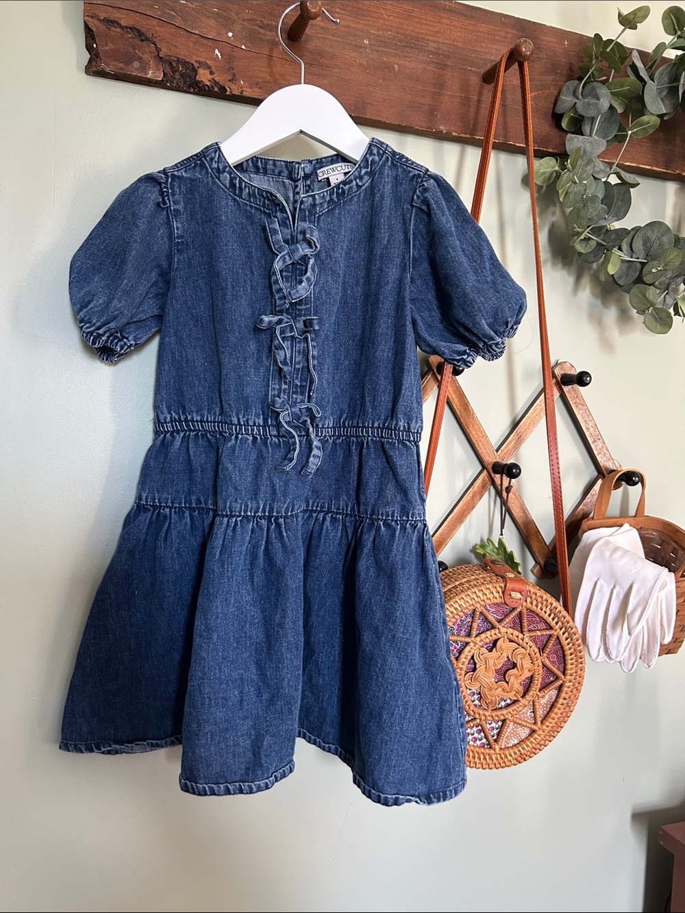 Crewcuts Dark Blue Denim Ruffle-Tie Casual Dress